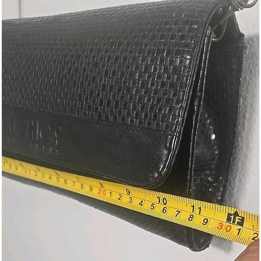 America Perry Ellis Black Textured Crossbody Shoulder Bag Clutch Vintage